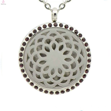 Locket difusor del aceite esencial de la venta superior, collares pendientes en forma de flor, locket del perfume al por mayor